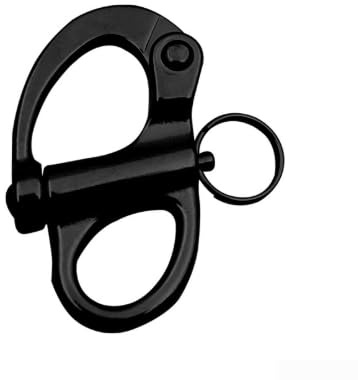 Grillete de resorte fijo de acero inoxidable 316 recubierto negro con autobloqueo para un uso seguro en aplicaciones marinas e industriales (35 mm)