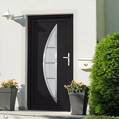 Hommdiy Haustür mit Handgriff-Set 3 Schlüssel Montageset Nebeneingangstür Kellertür Eingangstür Außentür Wohnungstür Tür Anthrazit außen/Weiß innen 98 x 190 cm Rechts + Türgriff