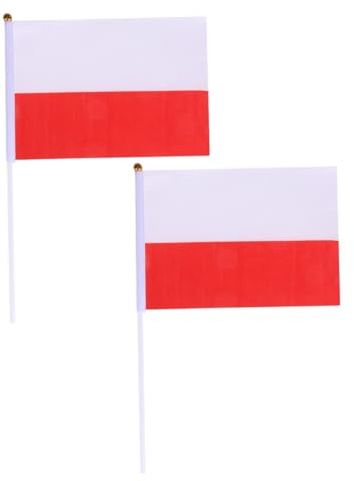 Yardenfun Bandiere a Bastone Portatili Polonia 50 Pezzi in Poliestere Resistente Asta in Plastica per Feste, Eventi Sportivi e Decorazioni da Scrivania