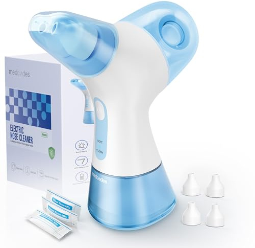 Medcodes Nasal Irrigation System, Electric Sinus Rinse Machine with Dual Water Tank for Quick Relief of Nasal Discomfort, SelfCleaning & Auto Waste Collection Function with 30 Salt Packets (Large)