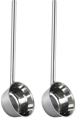 TOBBOMEY 2 piezas Cucharas de Agua de Mango Cucharón de Acero Inoxidable Multiusos para Cocina Restaurante Hotel Cazo Sopero Resistente y Práctico
