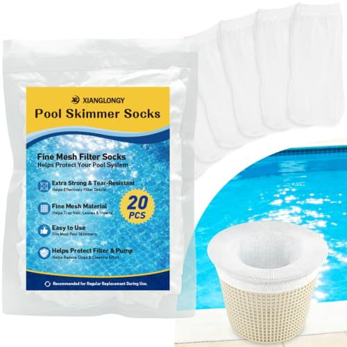 Chaussettes Skimmer Piscine 20 Pièces, Préfiltres pour Panier | Maille fine retenant feuilles, cheveux et insectes avant le système de filtration afin de limiter les débris dans la pompe