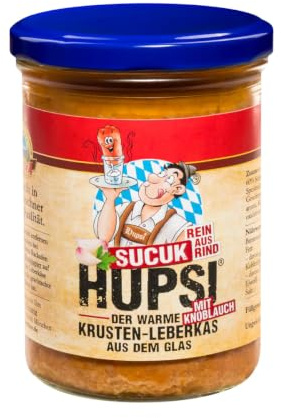 Hupsi Leberkäse im Glas original - Sucuk 380 g - In 25-30min verzehrfertig - Bayerischer Leberkas zum Aufbacken aus Familienmetzgerei in München