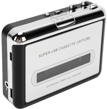 Sxhlseller USB-kassettbandspelare, Kassett Till MP3-digitalomvandlare med Automatisk Reversering, Portabel -ljuddigitaliserare med 3,5 Mm Hörlursuttag, Bärbar PC Mac