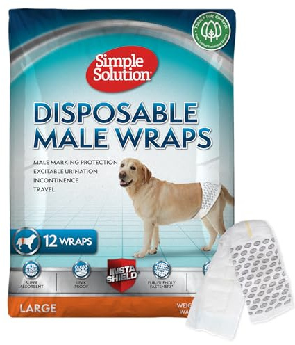 Simple Solution Pañales Desechables para Perros Machos, Pañales para Perros Machos con Ajuste Super Absorbente a Prueba de Fugas, Micción Excitable, Incontinencia o Marcado Masculino