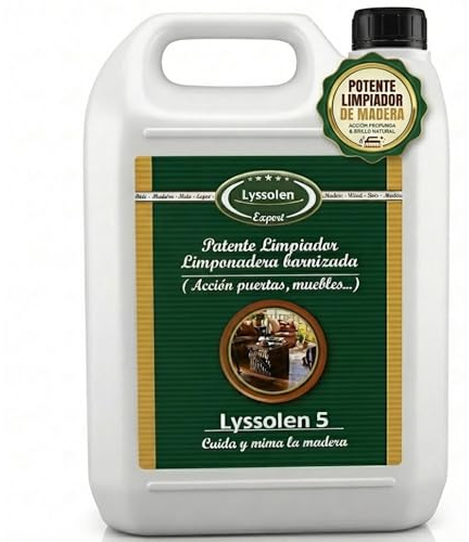LYSSOLEN - Limpiador Parquet Profesional 5L - Friegasuelos para Suelos de Madera Barnizada y Laminados - Limpia, Protege y Nutre sin Residuos - PH Neutro de Secado Rápido
