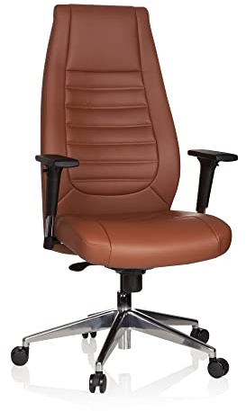 hjh OFFICE 600989 XXL Chefsessel VITORO Kunstleder Braun Schreibtischstuhl mit hoher Rückenlehne