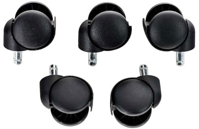 CLP Set 5 Ruote Universali Sedia Da ufficio In Polipropilene I Rotelle Sostitutive Poltrone Da Studio I Ruote Di Ricambio, Colore:nero