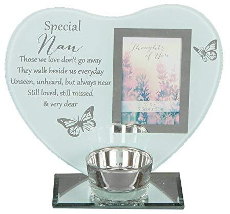 Widdle Gifts Ltd glas fotoram minnesmärke te ljus hållare - Nan 9026