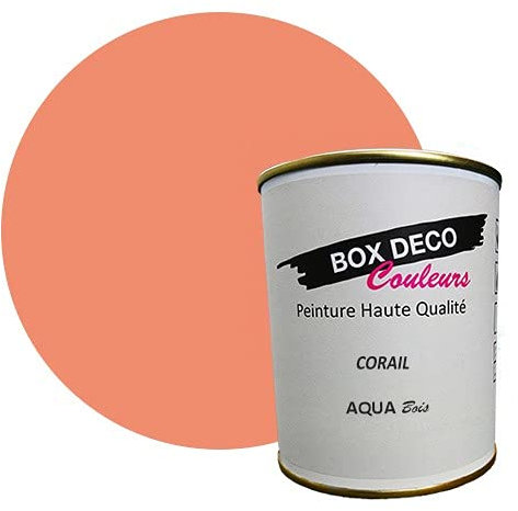 BOX DECO COULEURS Holzfarbe für innen und außen, auf Acrylbasis, Samt-Satin-Optik, Aqua-Holz, 750 ml, Korallenrosa