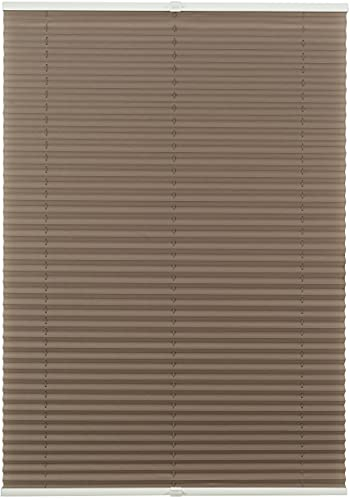 ondeco Plissee ohne Bohren mit Klemmträger viele Farben, Sonnenschutz für Fenster innen, Lichtschutz und Blickdicht, Plissee klemmfix Faltrollo Sichtschutz für Tür Braun 75x130 cm
