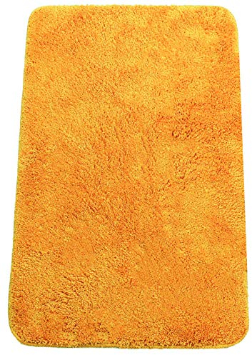 Brandsseller Badezimmerteppich 70x120 cm Badvorleger Badematte Badteppich rechteckig Chenille rutschfest saugstark maschinenwaschbar - Orange