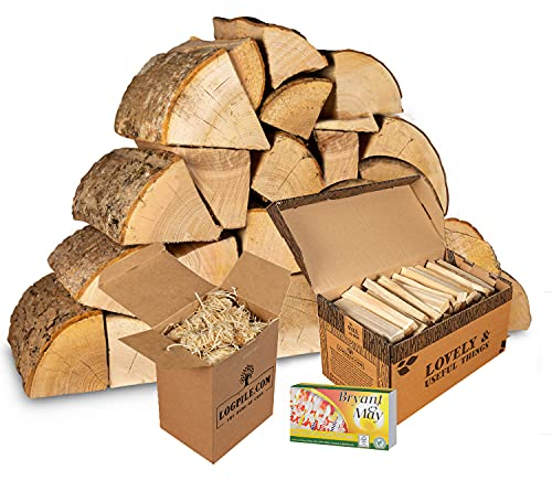 Logpile Ash 20kg Fire Starter Kit, Kiln Dried Ash Hardwood Logs, Kindling, Natural Firelighters, Safety Matches, Ideal for Wood Burner, Log Burner, Fire Pit