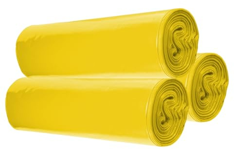 dm-folien Gelbe Müllsäcke 120 Liter I 250 Stück I 700 x 1100 mm I Große Abfallbeutel für leichte bis mittelschwere Abfälle I Reißfeste Müllbeutel aus LDPE Regenerat I Foliensäcke 32 my