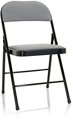 hjh OFFICE 803011 Klappstuhl gepolstert TUDELA II Stoff Hellgrau Besucherstuhl Faltstuhl klappbar, bis 130kg belastbar