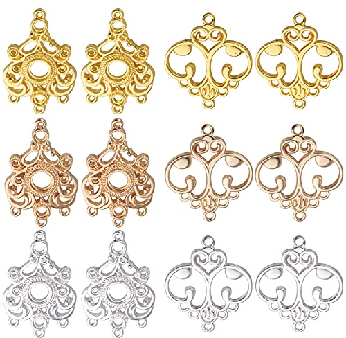 BronaGrand Earring Chandelier Charms,12pcs Chandelier Component Links Alloy Earring Connector Charms Chandelier Earring Components Earring Jewelry Making for Earring Drop and Charm Pendant