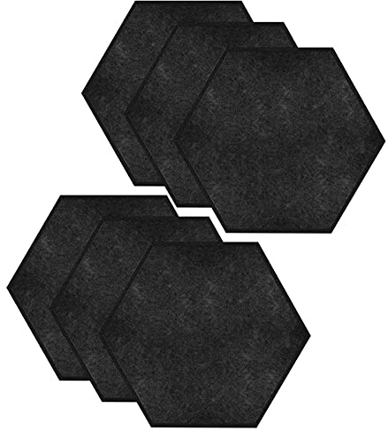 SK Studio Hexagon Akustikplatten 6 Stück Akustische Schallschutz Isolierungs-Fliesen, Ideal für Wanddekoration und Akustische Maßnahmen 30 x 25 x 0,9 cm Schwarz