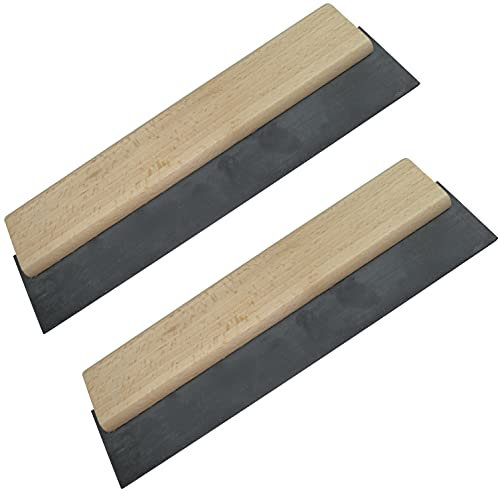AERZETIX - Set di 2 - Spatola per fughe raschietto per piastrelle in gomma - 250mm - cazzuole per fughe - manico in legno - utensile per terracotta - C50038
