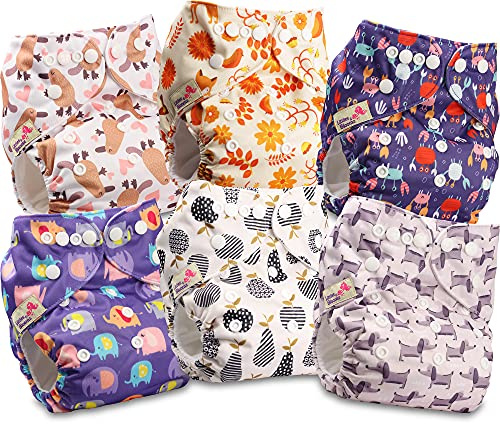Littles & Bloomz Pocket Stoffwindeln, Druckknöpfe, 6er FLP2-0602 | 6 Pocket Stoffwindeln mit verstellbaren Druckknöpfen. Einlagen separat erhältlich, verschiedene Optionen verfügbar.