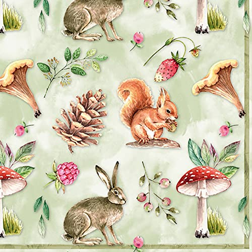 Anniversary House PJ342018 Tiflair Woodland Animals Lunch-Servietten, 3-lagig, mehrfarbig