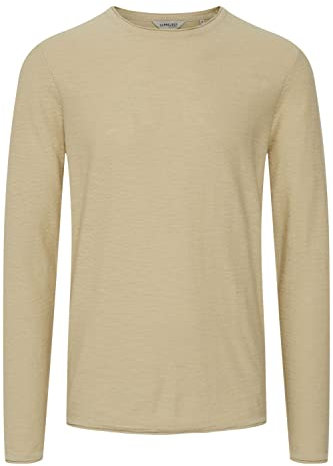 11 Project PRFriko Stickad tröja för män, finstickad tröja med rund hals av 100 % bomull, Oyster Gray (141107), XL