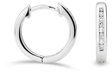 MIORE Schmuck, Creolen Gold 375 9 K, Ohrringe Damen, 0.11 Ct Diamant Ohrringe Gold, runde Hoops Kreolen, Damenohrringe aus Echtgold, goldene Ohrringe Damen, Ohrschmuck allergenfrei & handgemacht