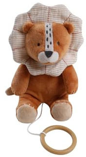 Noukie's - Mini Kuscheltier mit Musik Babou - Noukie‘s Schmusetuch aus Veloudoux + Holzring - Musikalische Früherziehung - Geschenk für Babys
