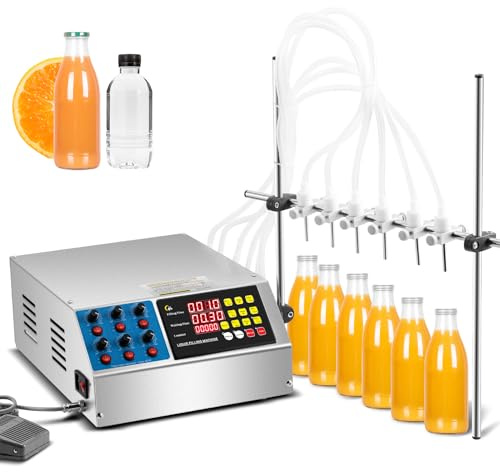 Moonshan 6 Head Liquid Filling Machine 2-135 Oz Automatic Bottle Filler Bottling Machine Digital Control for Juice, Essential Oil, MCT Oil