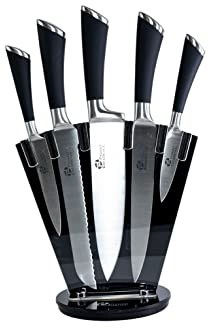 Pradel Excellence - Bloc Couteaux Tournant 5 Pièces - 5 Couteaux (Office, Utilitaire, de Chef, à Découper, à Pain) - Ustensiles Compatibles Lave-Vaisselle - Lames en Acier Inoxydable - Boîte Couleur