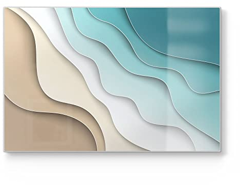 DEQORI Schneidebrett aus Glas | groß 30x20 cm | Motiv Farbige Papierwellen | Design Schneideplatte für Küche | Frühstücksbrett antibakteriell & rutschfest | Glasplatte & Servierplatte
