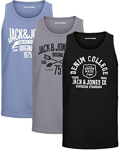 JACK & JONES Herren Tank-Tops Vielfältige Prints | Schmale Passform und atmungsaktive Baumwolle (3er Opt - 4 (3er Havka TT, XL))