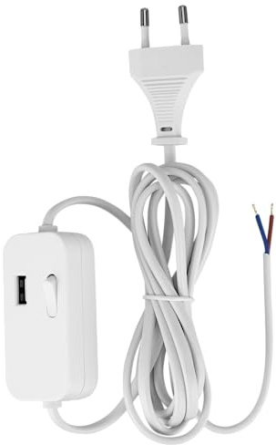 REV Zuleitung, Kabel mit Schalter und Eurostecker Zwischenschalter mit USB-A, 2m, weiß