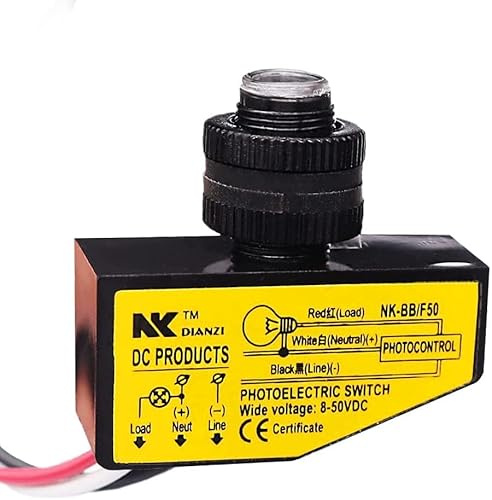 TWTADE Photoelectric Switch DC 12V 24V 36V 48V Control Light Auto ON Off (DC 8-50V) Dusk to Dawn Photocell Switch Hard-Wired Post Eye with Sensor H-NK-BB/F 50