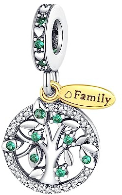 Charmes L'arbre de vie pour Bracelets - Charms de Perles ajourées en Argent Sterling 925, charmes de Coeur d'amour pour Bracelets et Colliers pour Femmes