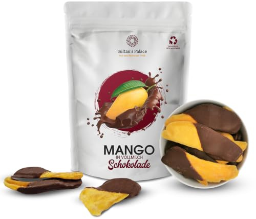 Sultan's Palace Getrocknete Mango in Vollmilch Schokolade - 200g – Zartschmelzend - Versand mit Kühlpads - Schokoladenfrüchte - Geschenkidee