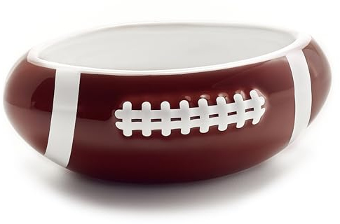 40YARDS Bol à snack/bol en forme de football américain (16 cm de longueur) en céramique avec coutures surélevées