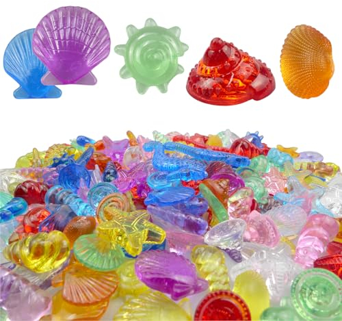 YunBey 170 Stück Tauchjuwel Pool Spielzeug, Ozean Thema Tauchspielzeug Bunte Kristalle Edelstein Unterwasser Tauchtiere Spielzeug für Kinder Schatzsuche Aquarium Deko