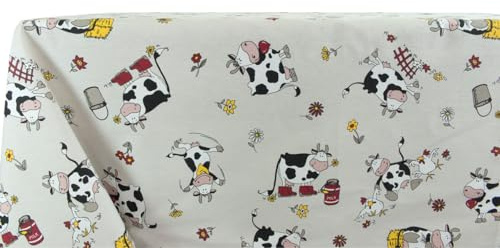 BIANCHERIAWEB Tovaglia per Salotto Cucina Tavolo 100% Cotone Made in Italy Mucca RP 140x240 Mucca