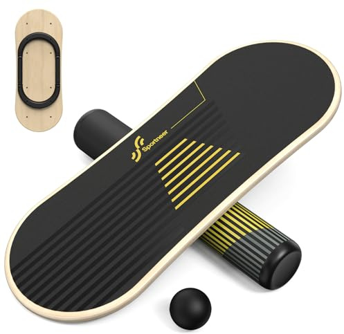 Sportneer Balance Board - 7 Modi Wackelbrett Indoorboard Skateboard Surf Mit Verstellbaren Stoppern - Holz - Roller Und 7,1 cm Ball Im Lieferumfang Enthalten