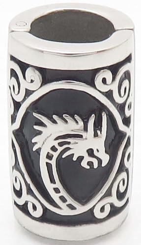 VALHALLA Drachenhaar-Perlenöffner, Bartperle aus 316L-Stahl, silberfarbener Edelstahl, groß