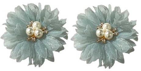 Kabelife 2 Stück Schön Blume Brosche, Ansteckblume, Haarblume Haarblüte mit Strass Perle Haarschmuck Sicherheitsnadel, Hochzeit, Party, Dekoration(Grün)