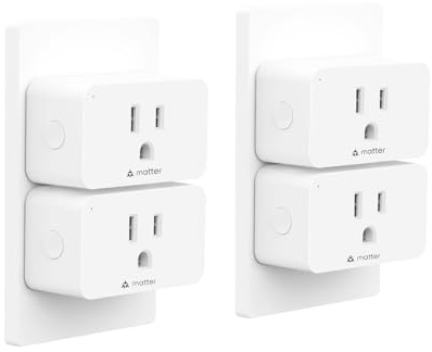 Minoston Matter Smart Plug, Smart Outlet Compatible with Alexa, Apple Home, Google Home, SmartThings, App and Voice Control, 100% Privacy, 2.4G Wi-Fi Only, White, 4 Pack