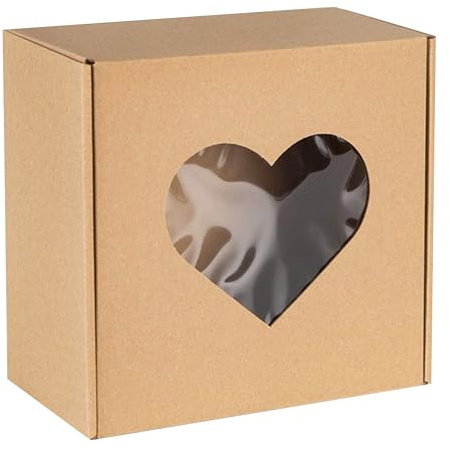 Quadratische Schachtel mit Herzfenster, Geschenkschachtel 20x20x10cm x1
