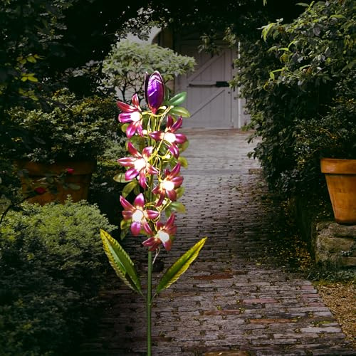 RCJSKJ Fleurs solaires de jardin pour décoration de pelouse, 106,7 cm, jacinthe en métal, décoration extérieure pour cour, porche, terrasse (violet)