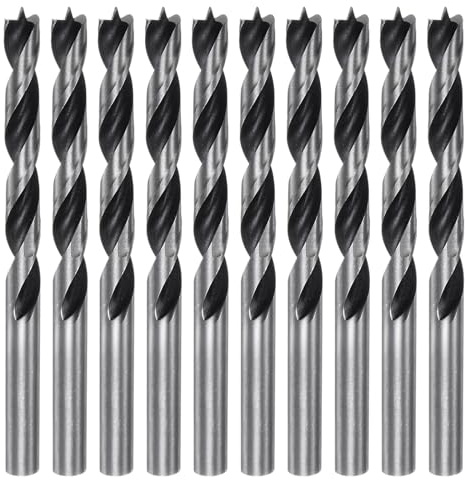 sourcing map 10pcs Brad Point Drill Bits 8mm Precise Cutting with Brad Point Tip for Woods