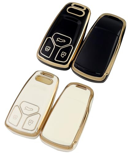 2 Stück Schlüsselhülle Geeignet, Autoschlüssel Hülle kompatibel mit Audi A6L A7 A8 Q5, Seat 3-Tasten Schlüsselhülle Cover TPU Schlüsselbox