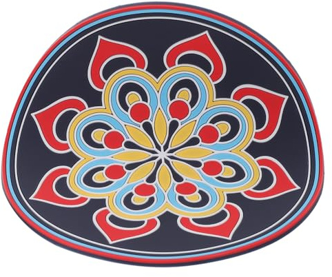 GOOHOCHY Tappetino per Ciotola da Meditazione in PVC Protettivo ed Elegante, Cuscino Portatile Motivo Buddista Unico per Ciotole e Cristallo