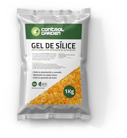 Control Garden Gel de silice orange 1 kg Absorbeur d'humidité réutilisable, non toxique Indicateur de saturation Déshumidificateur naturel