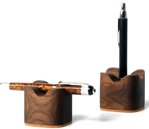 Handmade Walnut Wood Pen Holder – Desk Organizer for Office & Home | Minimalist Wooden Pencil/Tool Holder | Gift Desk Supplies