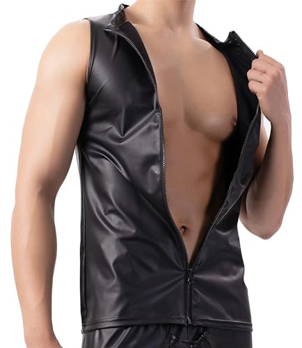Latex Shirt Herren Wetlook Body Lack Leder Erotik Shirts SchwarzSexy Mattes